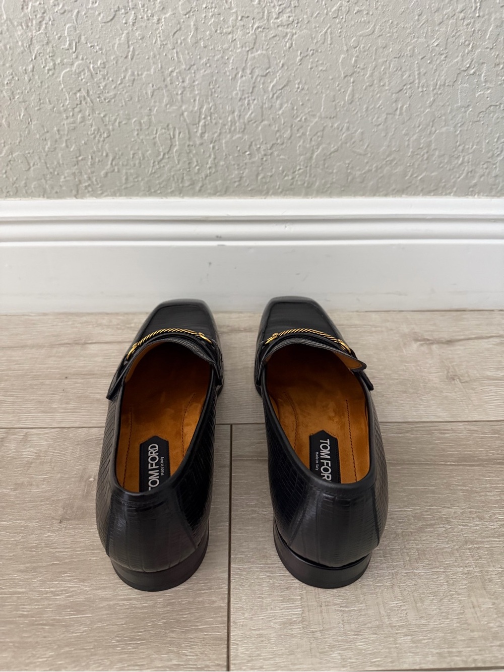 Tom Ford Black Embossed Leather Bit Loafers with Gold Hardware men 11.5 - Picture 4 of 5